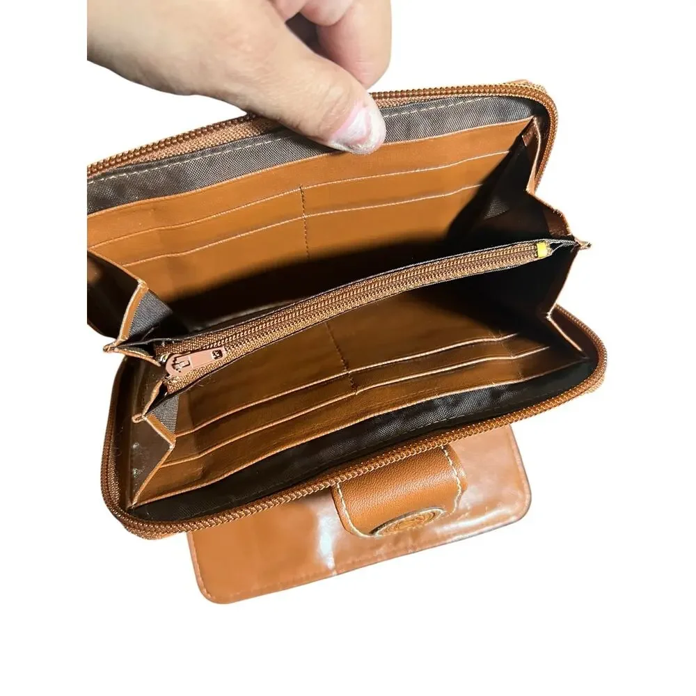 VTG Michael Stevens International Ziparound Leather Wallet Organizer Pocketbook